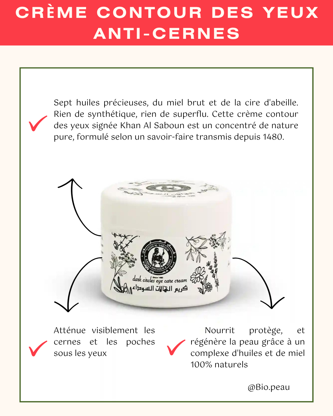Crème contour des yeux anti-cernes 30g