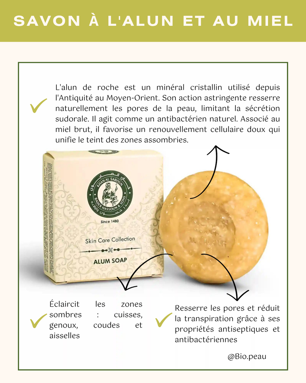 Savon au miel et alun de roche 100g